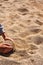 Child holding shells and coral. Corral strand beach, county Galway, Ireland, Warm sunny day. Exploring nature concept