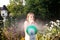 Child hosepipe water summer garden splash