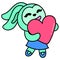 The child hugs the love giving to the mother, doodle icon image kawaii