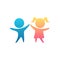 Child Icon colored, boy and girl. Children symbol for your design.