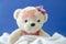 Child injury prevention. Toy bear with a medical bandage