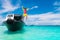 Child jumping into sea water. Yacht vacation