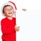 Child kid Christmas Santa Claus smiling happy empty banner copyspace