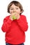 Child kid eating apple fruit autumn fall healthy isolated on white