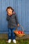 Child kid eating apple fruit full body autumn fall healthy