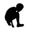 A child, kneeling down body silhouette vector black color silhouette vector