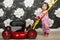 Child and lawn mower