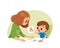 Child learning letters with mother. Early education.