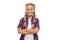 Child little girl colorful braids fashionable hairstyle isolated white. Teenage fashion concept. Fashionable hairstyle