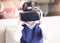 Child lives the experience of virtual reality at home