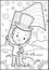 A child in a long hat raises a flag Independence Day Coloring Page