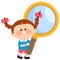 Child with a magnifying glass. Vector illustration