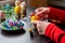 A child makes a gift egg for the Easter holiday