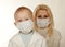 Child and medical doctor in mask