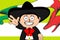 Child mexican mariachi cartoon expressions background