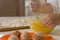 Child mixing ingredients in a mixing bowl