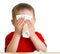 Child nose wiping with tissue