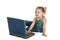 Child on Old Laptop with Clipping Path