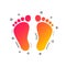 Child pair of footprint sign icon. Barefoot . Vector