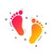 Child pair of footprint sign icon. Barefoot . Vector