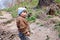 Child on a path in-field