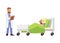 Child patient and doctor in hospital ward, flat vector illustration isolated.