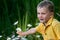 Child picking flowers