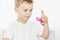 Child play with fidget spinner stress relieving popular toy