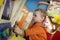 Child playing with amusement machine