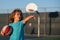 Child playing basketball. Healthy children lifestyle. Kids little boy playing basketball. Child pointing showing gesture