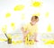 Child playing with construction blocks. Creativity