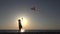 Child Playing Kite on Beach, Children on Seashore, Girl at Sunset in Summer 4K