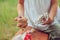 Child playing with salt dough and making cakes