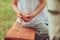 Child playing with salt dough and making cakes