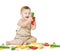 Child Playing Toys Blocks. Children Development Concept. Baby Kid