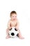 Child plays with a soccerball