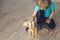 A child plays with a wooden constructor. Home games. Early Childhood Development