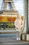 Child on Pont de Bir-Hakeim bridge in Paris looking aside