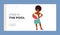 Child in the Pool Landing Page Template. Little Black Boy Holding Colorful Beach Ball. Black Child Vector Illustration