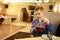 Child pouring juice in restaurant