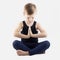 Child practicing yoga. little Boy does yoga