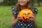 Child with pumpkin