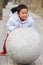 Child push stone ball