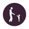 child reaches father icon in badge style. One of marriage collection icon can be used for UI, UX