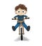 Child riding on a bicycle white background