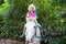 Child riding horse. Kids ride pony