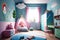 Child room. Child bedroom. Girl\\\'s room. Girls. Colorful bedroom. Kids toys. Real estate. Renovation company. Home staging. Blue w