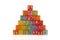 A child`s alphabet toy spelling word block set, spelling out the alphabet in a pyramid shape