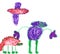 Child\\\'s drawing of scary monsters. children\\\'s drawing. aliens