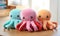 The child\\\'s face lit up with excitement as they unwrapped the gift, revealing a colorful plush octopus